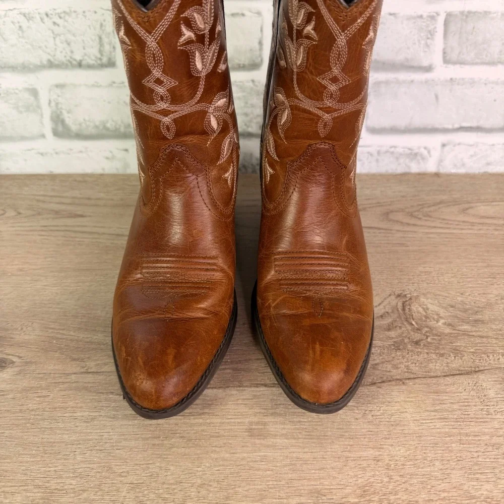 Ariat Heritage Western Boots Floral Embroidery Brown Kids Size 2